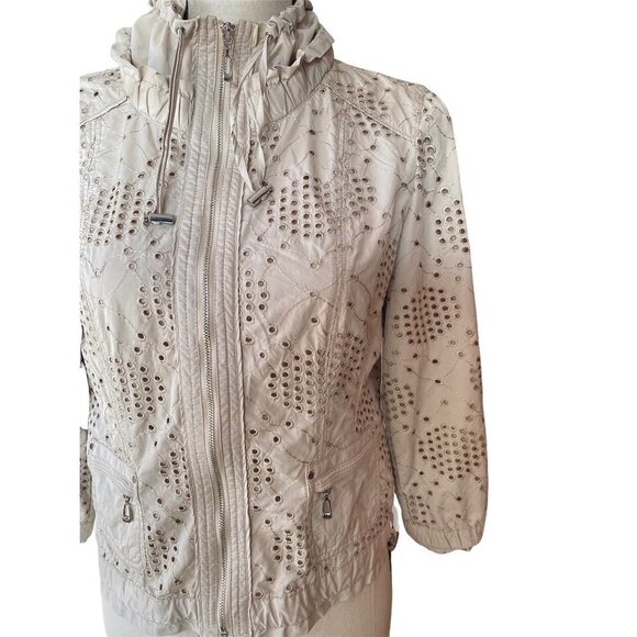White House black-market 3/4 sleeves drawstrings eyelet women’s jacket size 6 - Picture 7 of 16